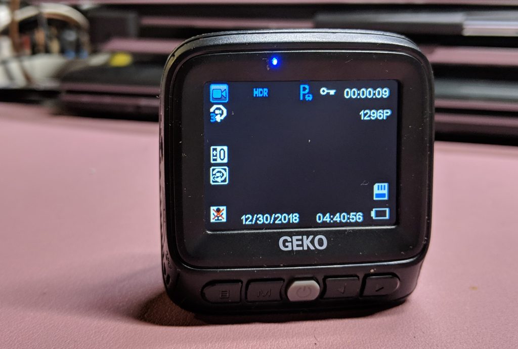 Display - Geko S200 STARLIT Dash Camera Review