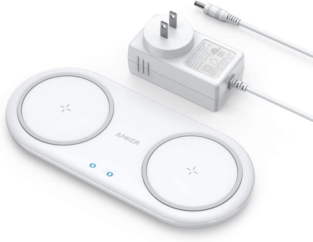 white oval flat charging pad