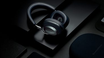 dark headphones on a table